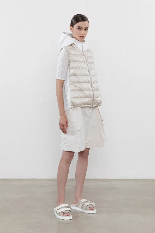 Hooded down-filled vest