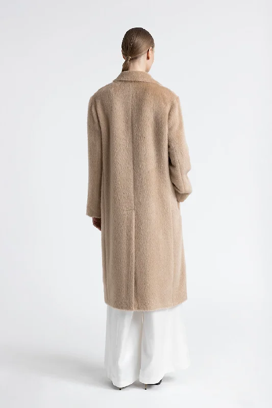 Alpaca and wool double-breasted coat