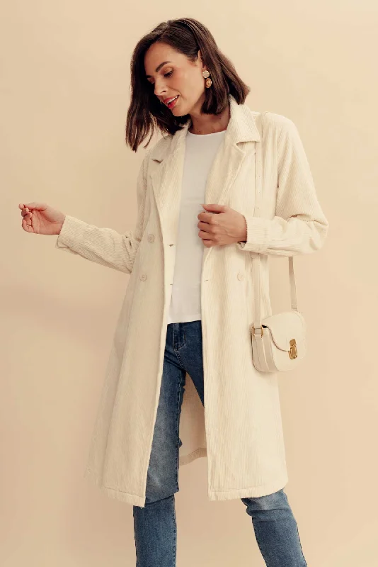 Pollux Cream Cotton Corduroy Coat