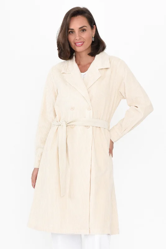 Pollux Cream Cotton Corduroy Coat