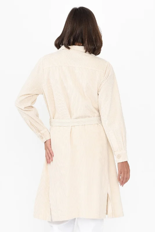 Pollux Cream Cotton Corduroy Coat