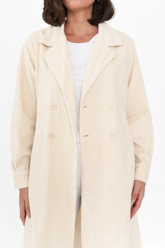 Pollux Cream Cotton Corduroy Coat