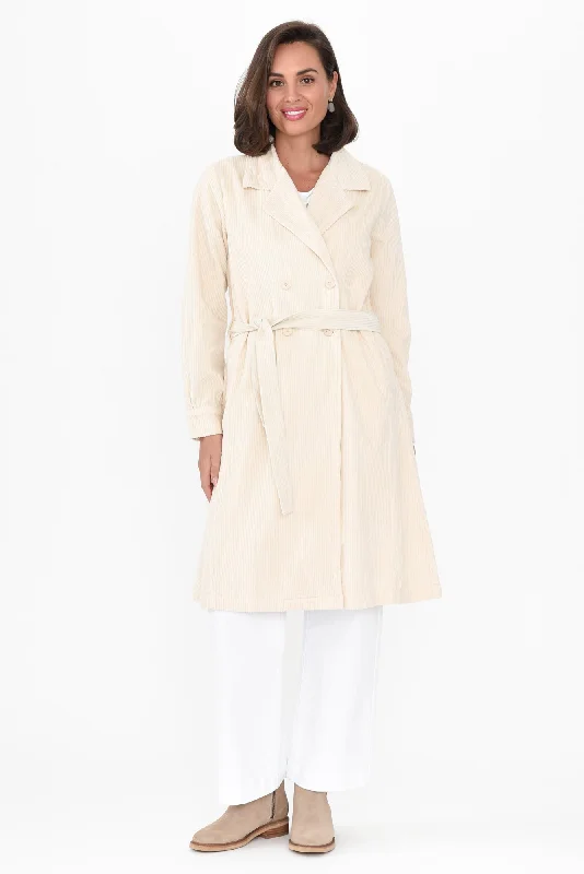 Pollux Cream Cotton Corduroy Coat