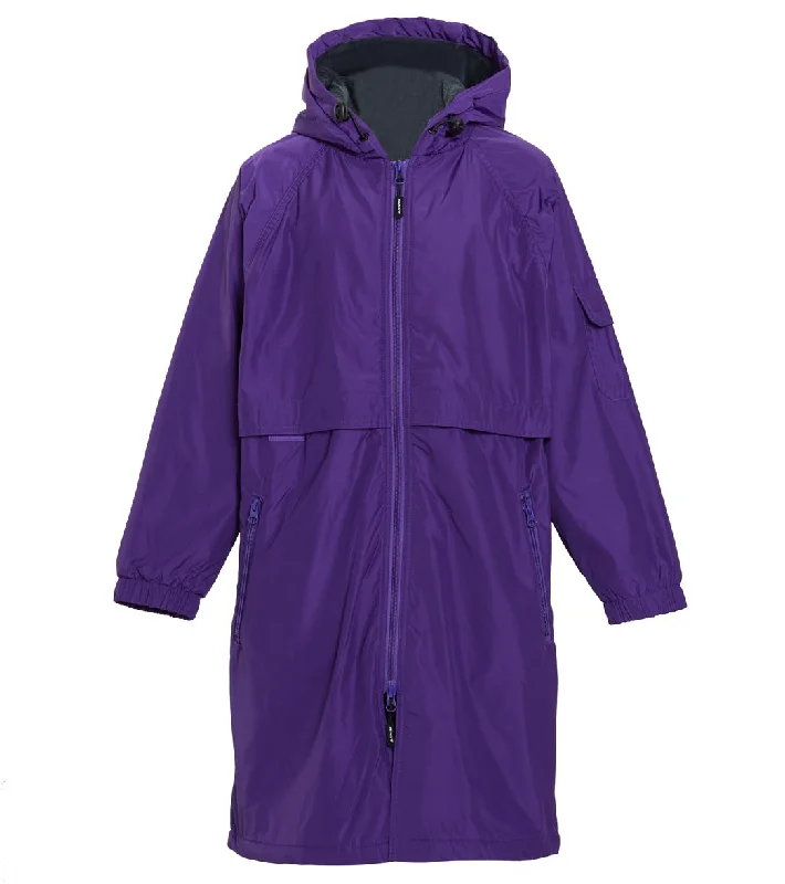 Sporti Comfort Fleece-Lined Swim Parka Youth Purple Shell/Charcoal Lining