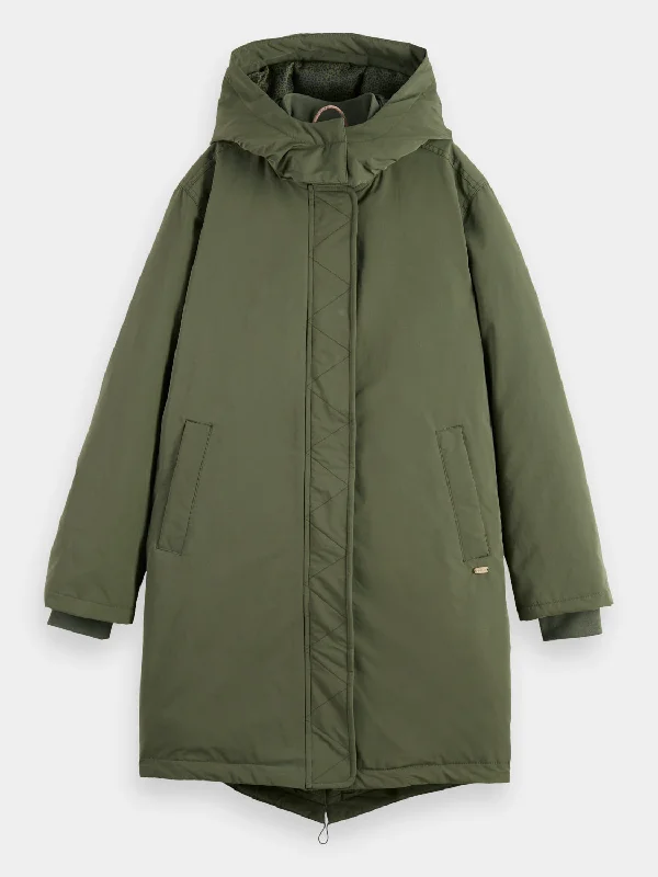 Water repellent mid-length parka