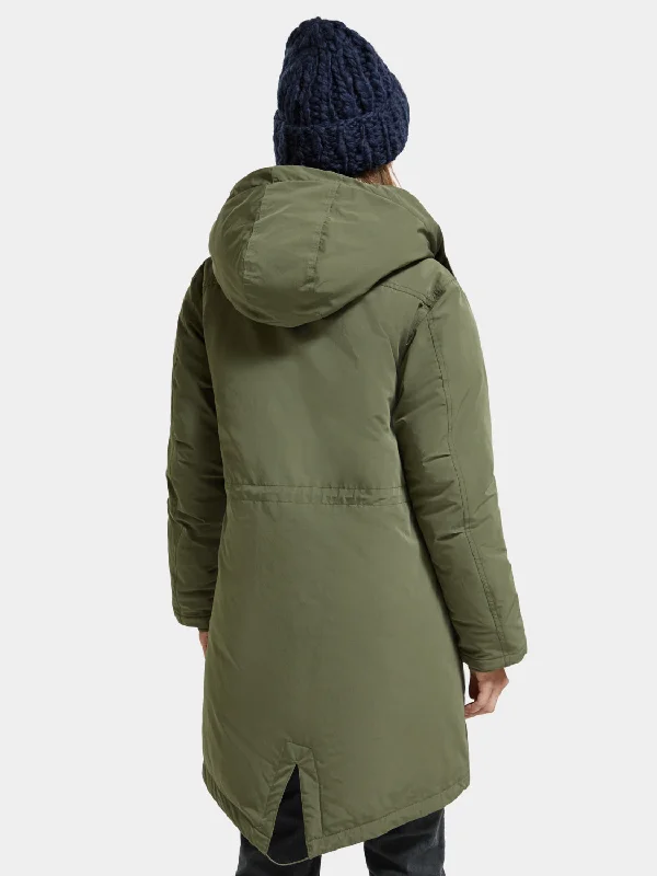 Water repellent mid-length parka