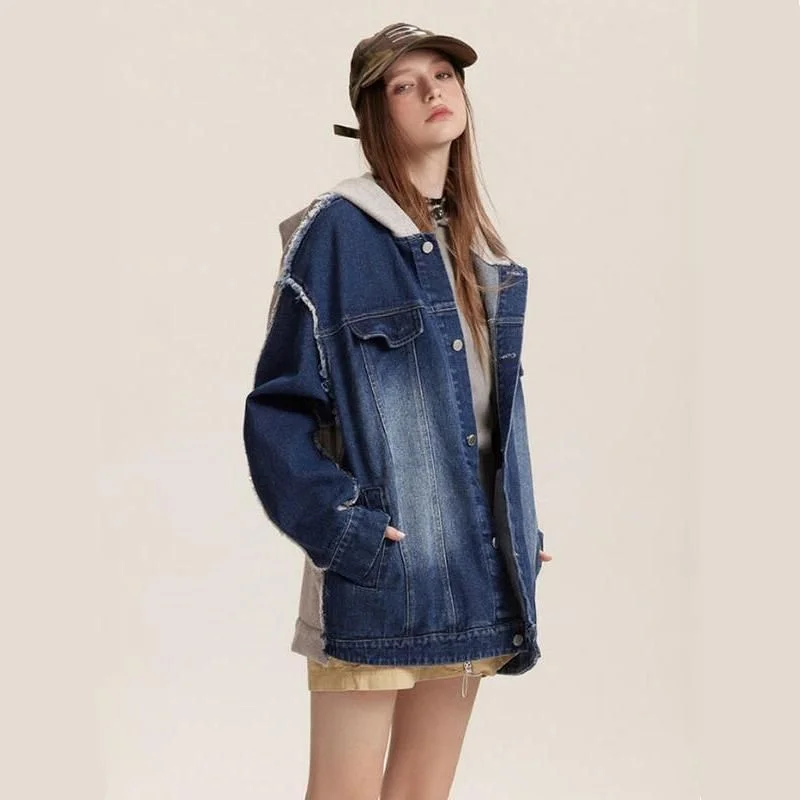 Women's Hoodied Denim Coat