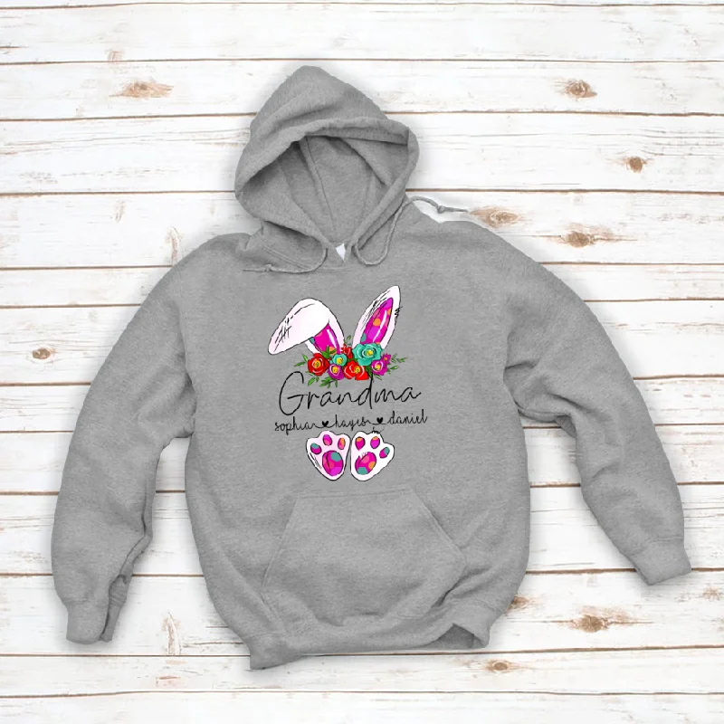 Bunny Grandma And Kids, Grandma Nana Grammy Easter Day Gift CTH01 Hoodie