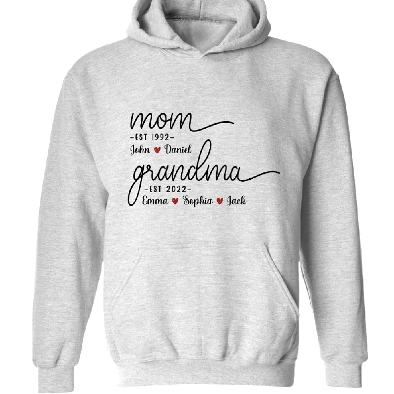 Custom Mom Grandma Est With Kids TH Hoodie