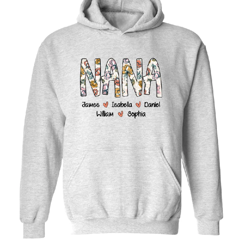 Custom Nana Flower Pattern With Grandkids TH Hoodie