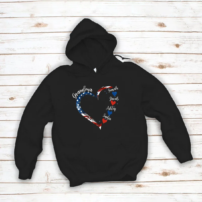 Grandma and Grandkids American Hearts Hoodie