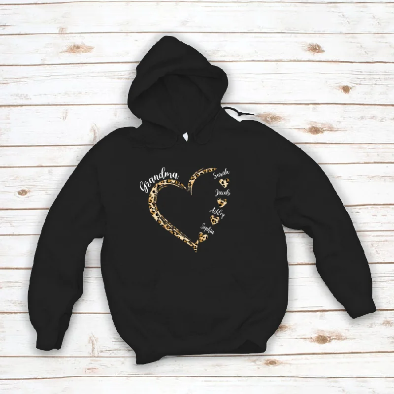 Grandma and Grandkids Hearts Leopard Mother's Day Hoodie