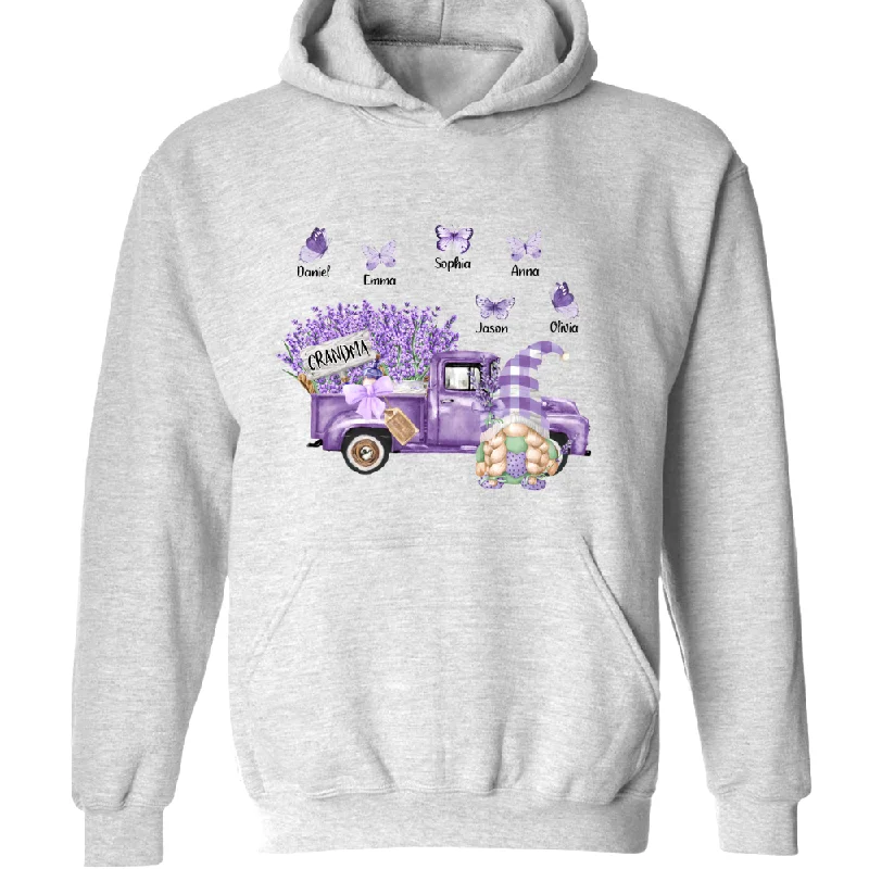 Grandma Gnome Lavender Truck With Grandkids TH Hoodie