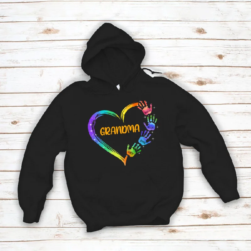 Grandma Heart Hand Watercolor And Kids CL01 Hoodie