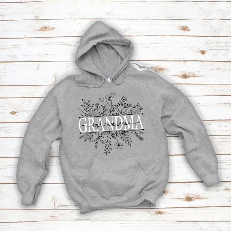 Grandma Wildflower And Kids, Mother's Day Gift For Grandma Hoodie