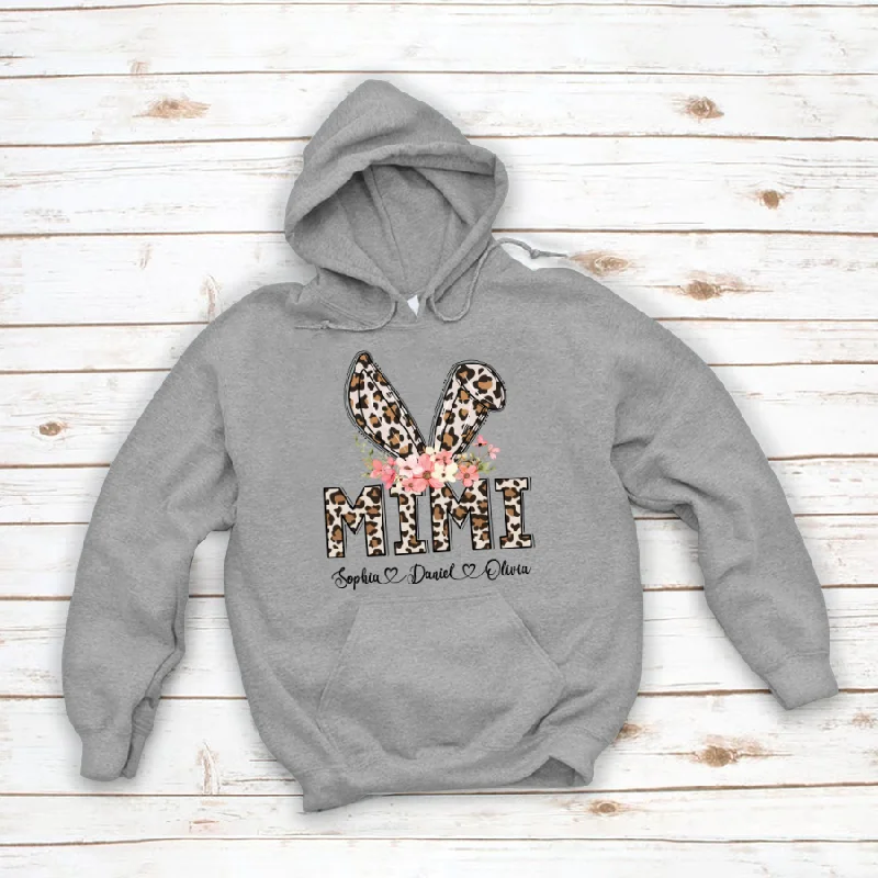 Leopard Bunny Mimi And Kids Personalized, Mother Day Gift, Easter Day Gift CTH01 Hoodie