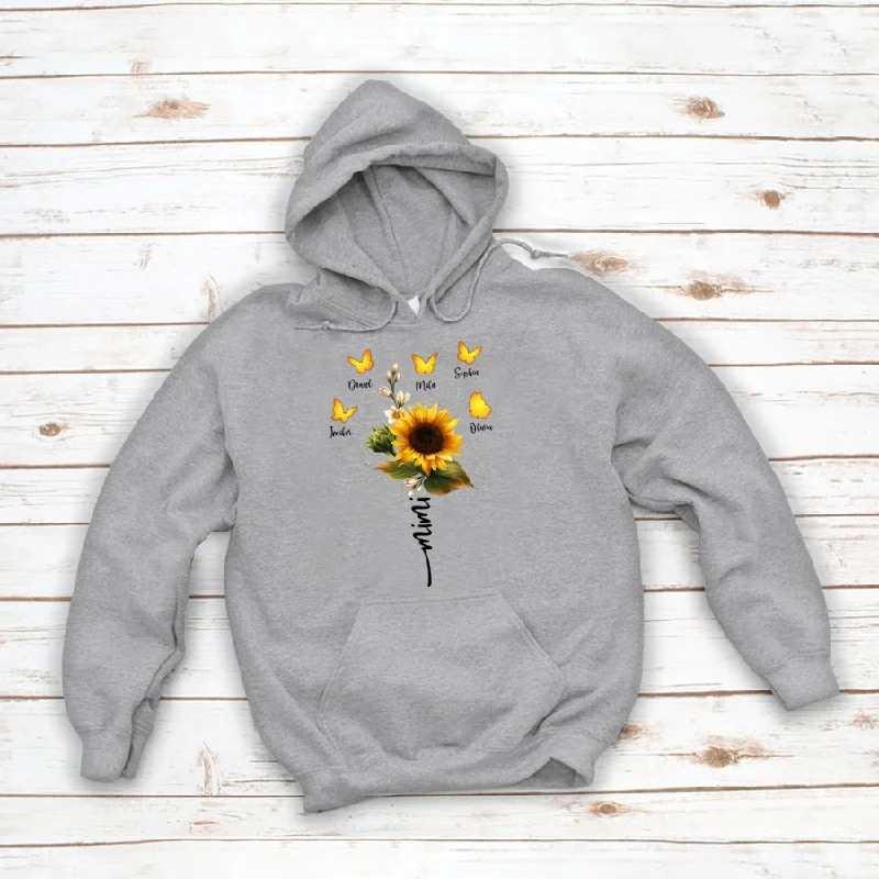 Mimi And Kids Sunflower Butterfly Gift For Mother Day CTH01 Hoodie