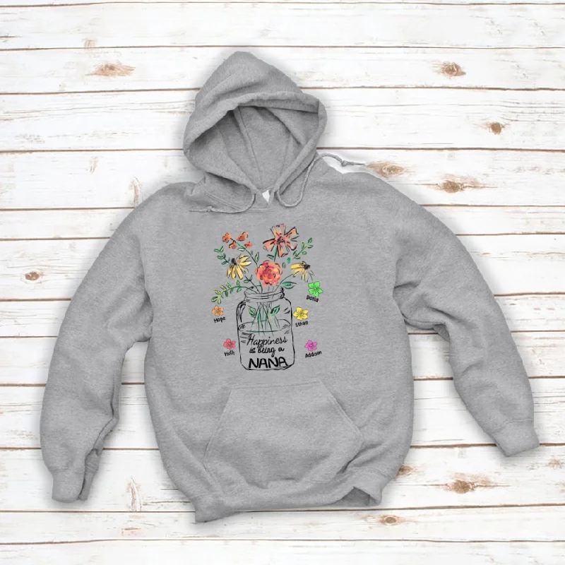 Nana And Grandkids Flowers, Gift For Mother's Day Hoodie