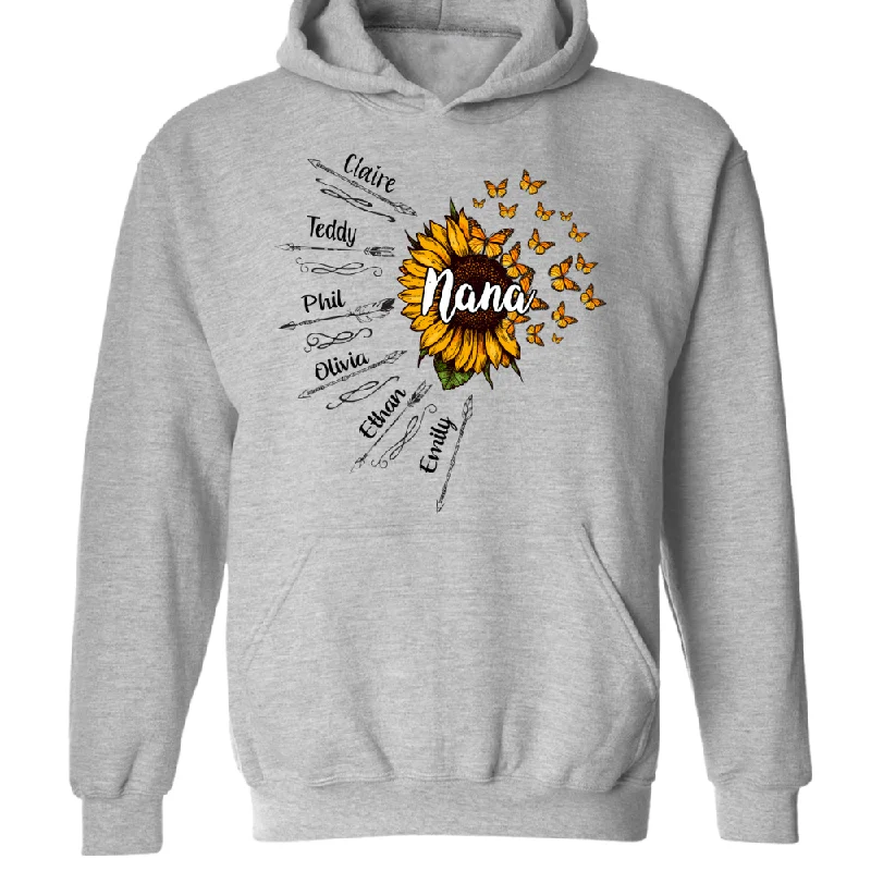 Personalized grandma and grandkids sunflower butterfly arrow Hoodie