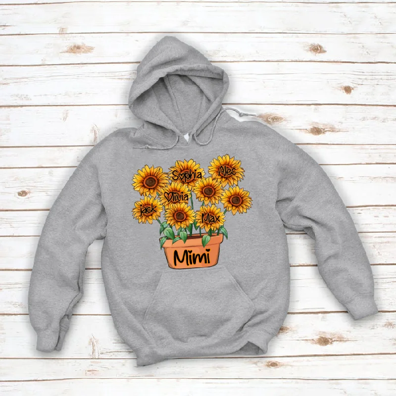 Personalized grandma with grandkids flower pot sunflower Hoodie