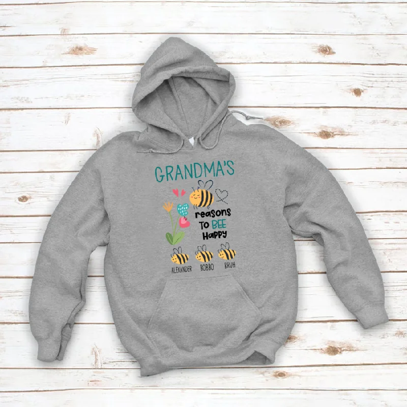 Personalized Grandma's reasons to bee happy and kids Hoodie