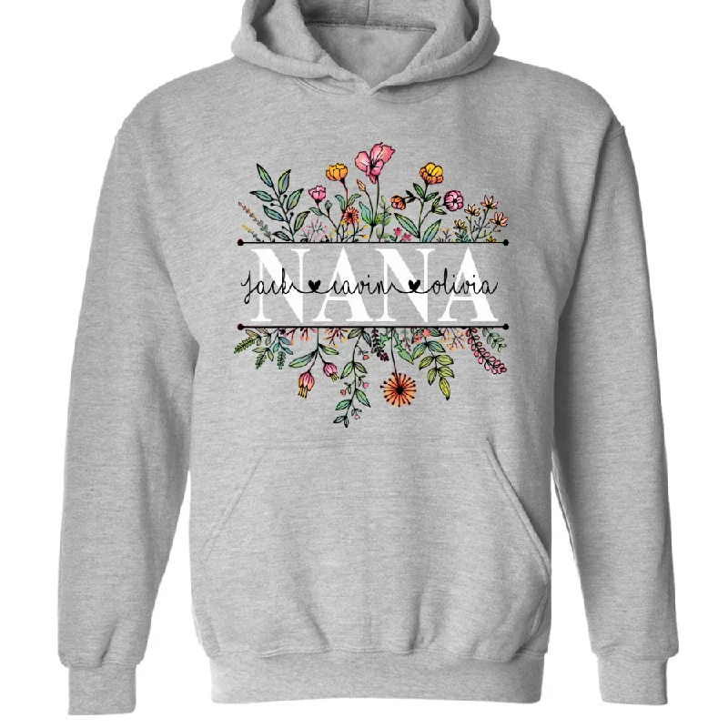 Personalized nana with grandkids flower mother day Hoodie