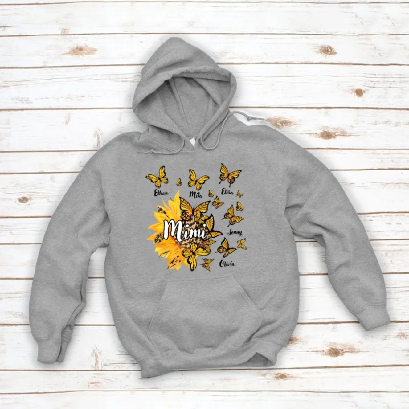 Sunflower Butterfly Mimi And Kids, Gift For Mother Day CTH01 Hoodie