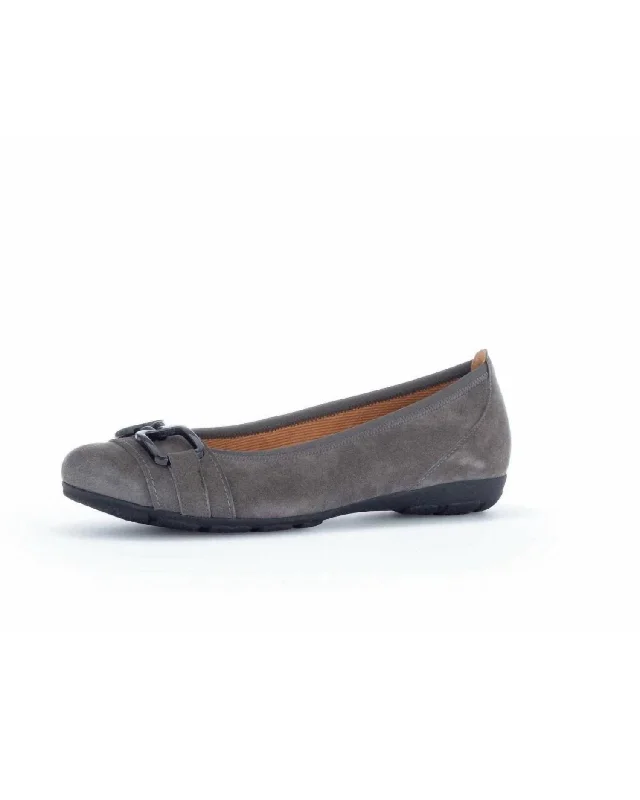 Ballerina  Flat With Buckle In Soil Grey