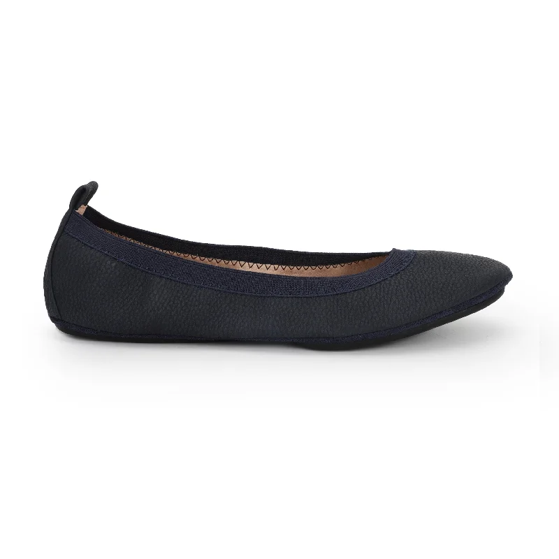 Nina Foldable Ballet Flat in Navy Peta-Approved Vegan Leather