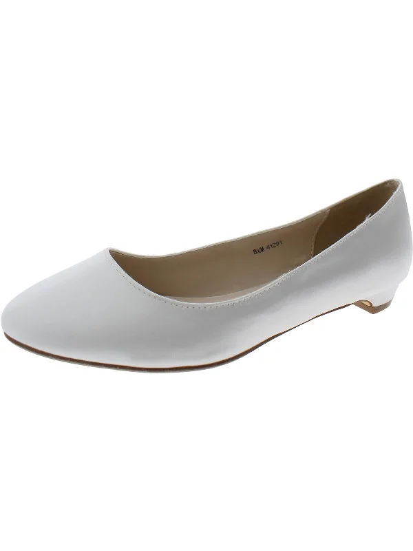 Vivian Womens Satin Round Toe Ballet Flats