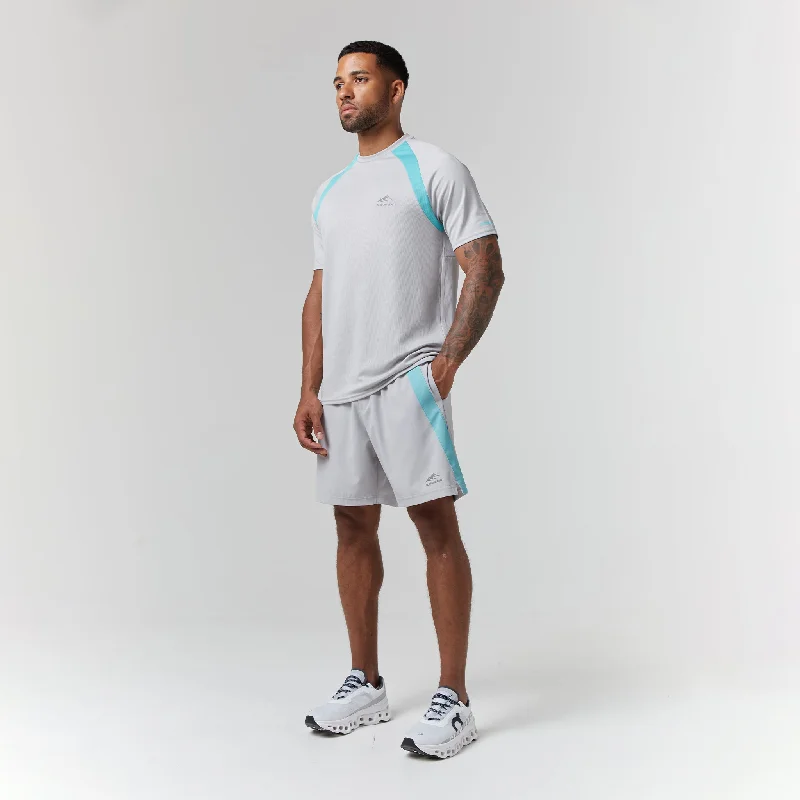 Cut & Sew Stripe Training Twinset I Ice Grey Aqua