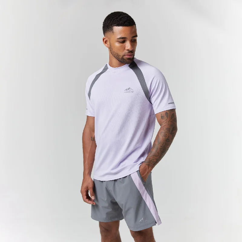 Cut & Sew Stripe Training Twinset | Lilac Mid Grey