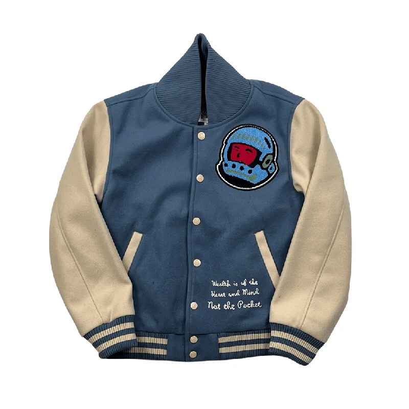 Blue + Cream Billionaire Boys Club (BBC) Varsity Jacket - Small