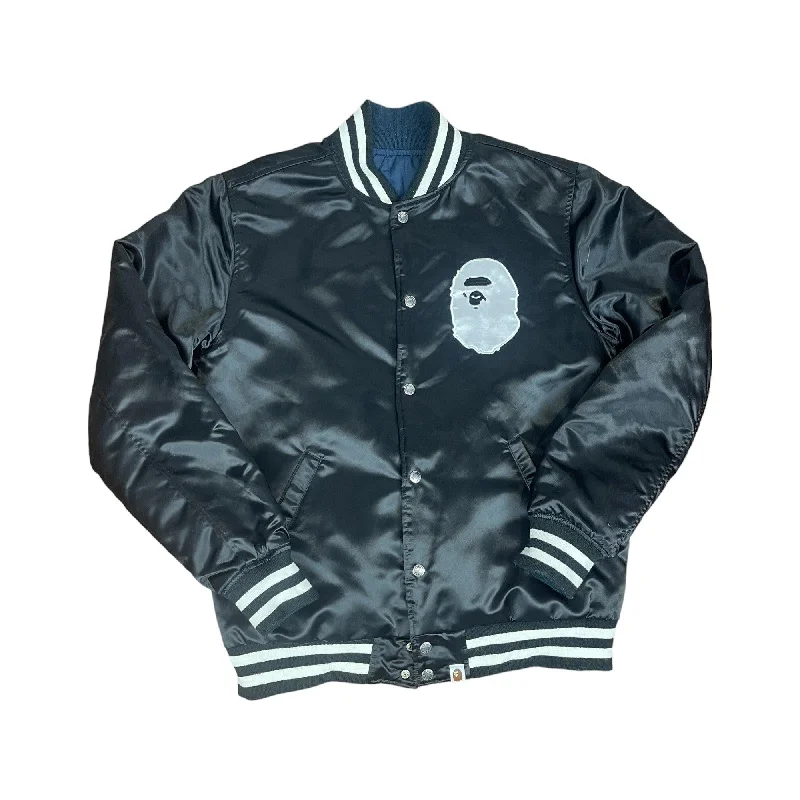 Black A Bathing Ape (BAPE) Varsity Jacket - Large