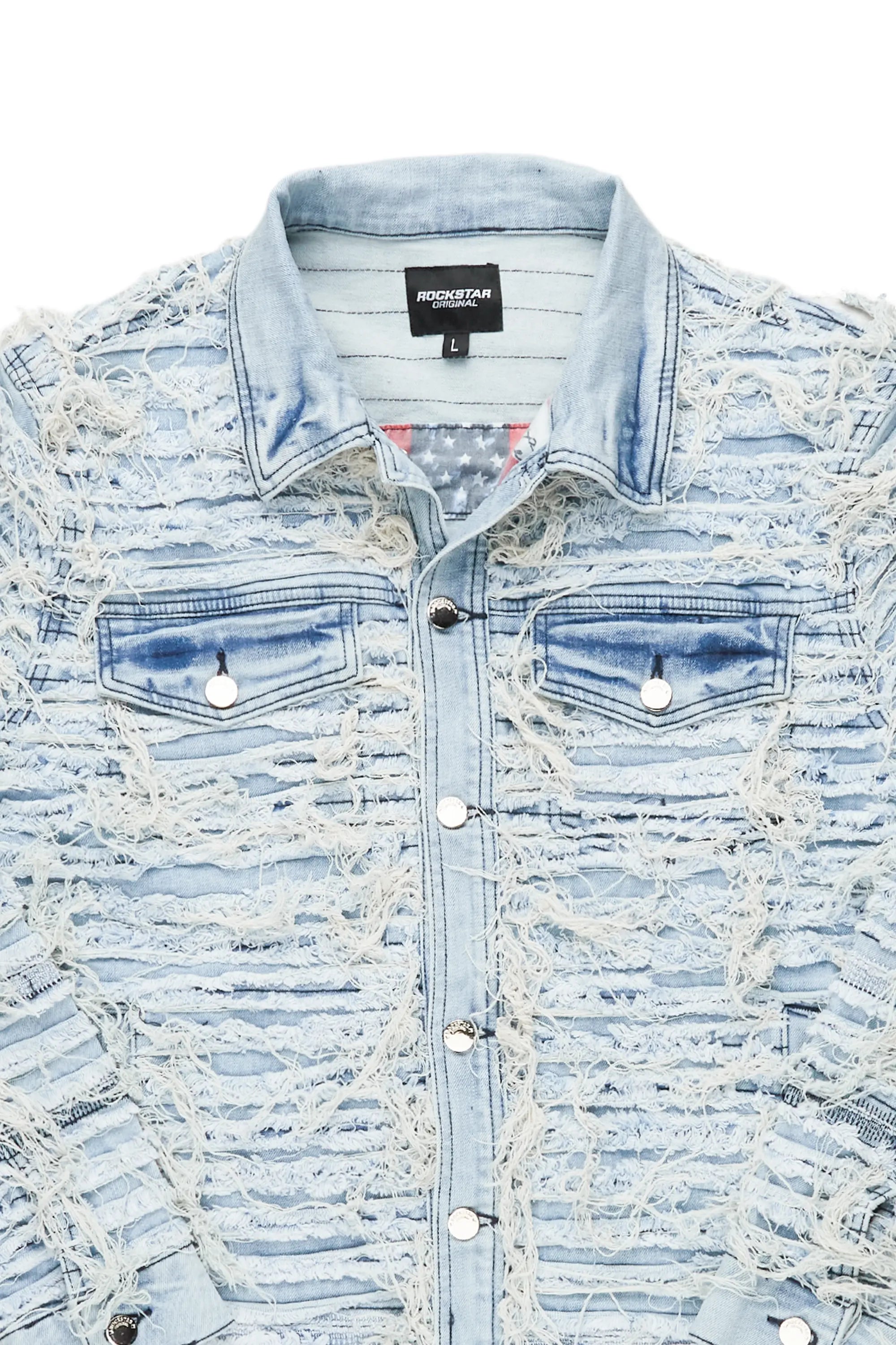 Ayan Blue Distressed Denim Jacket