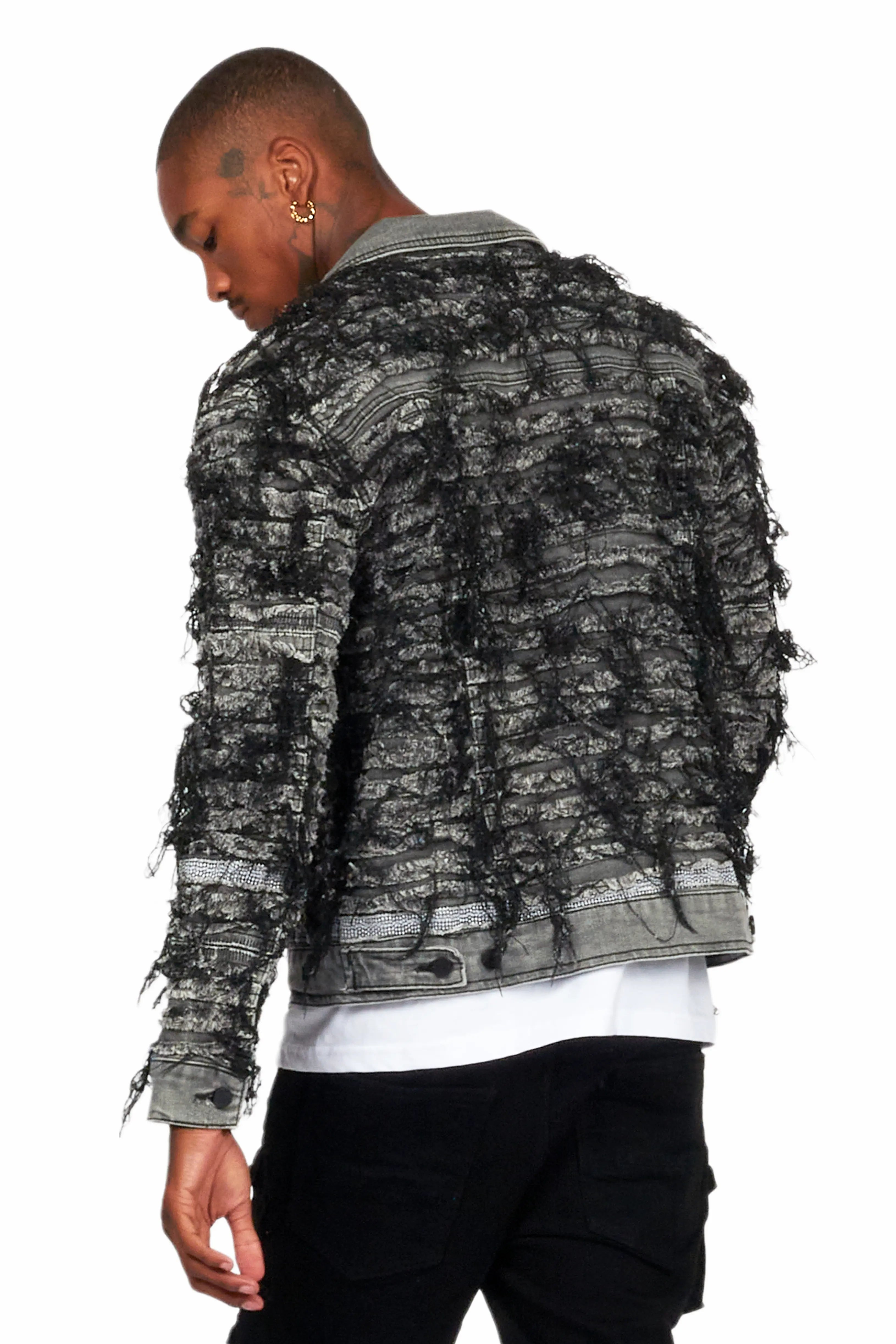 Gagan Black/Grey Painter Denim Jacket