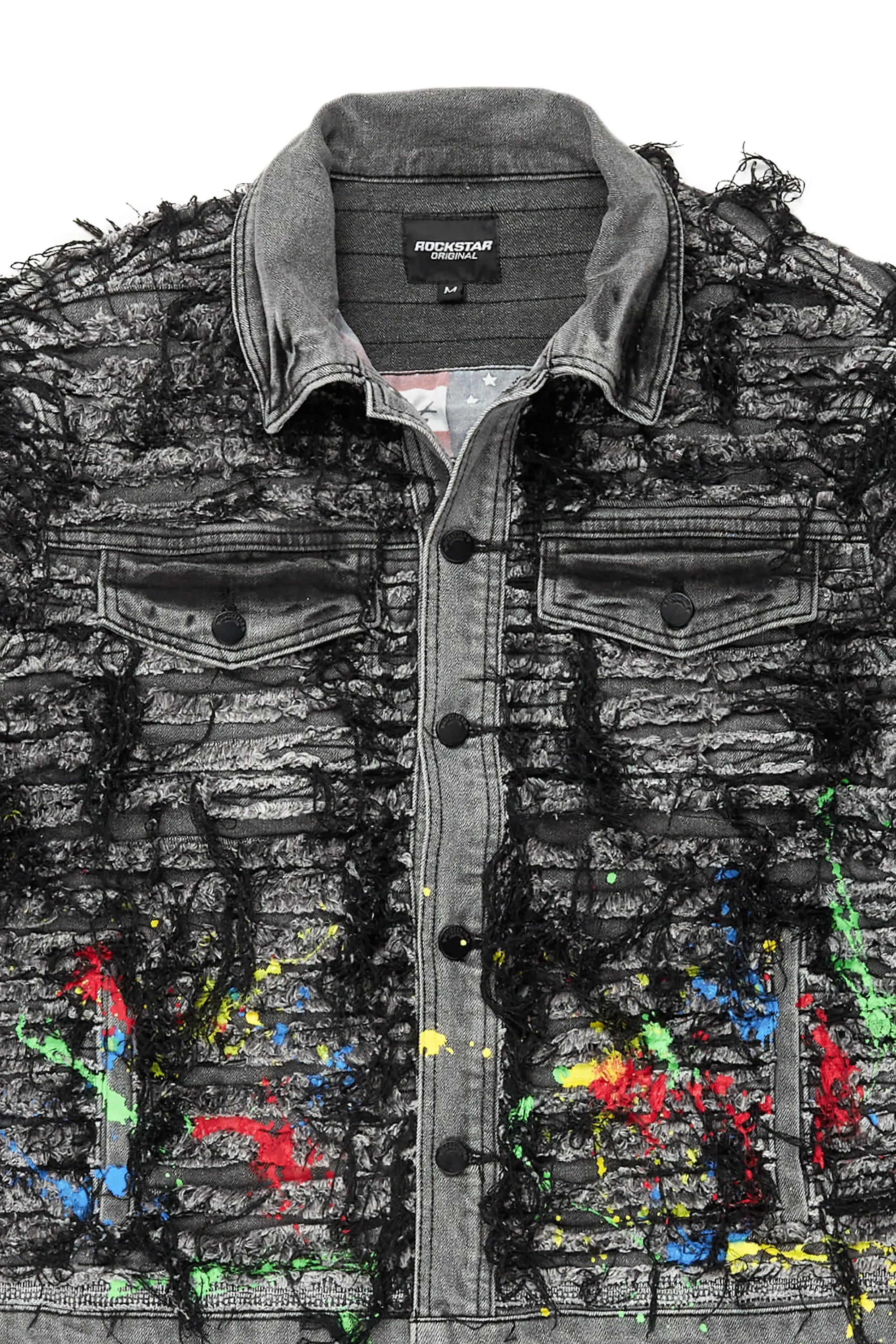 Gagan Black/Grey Painter Denim Jacket