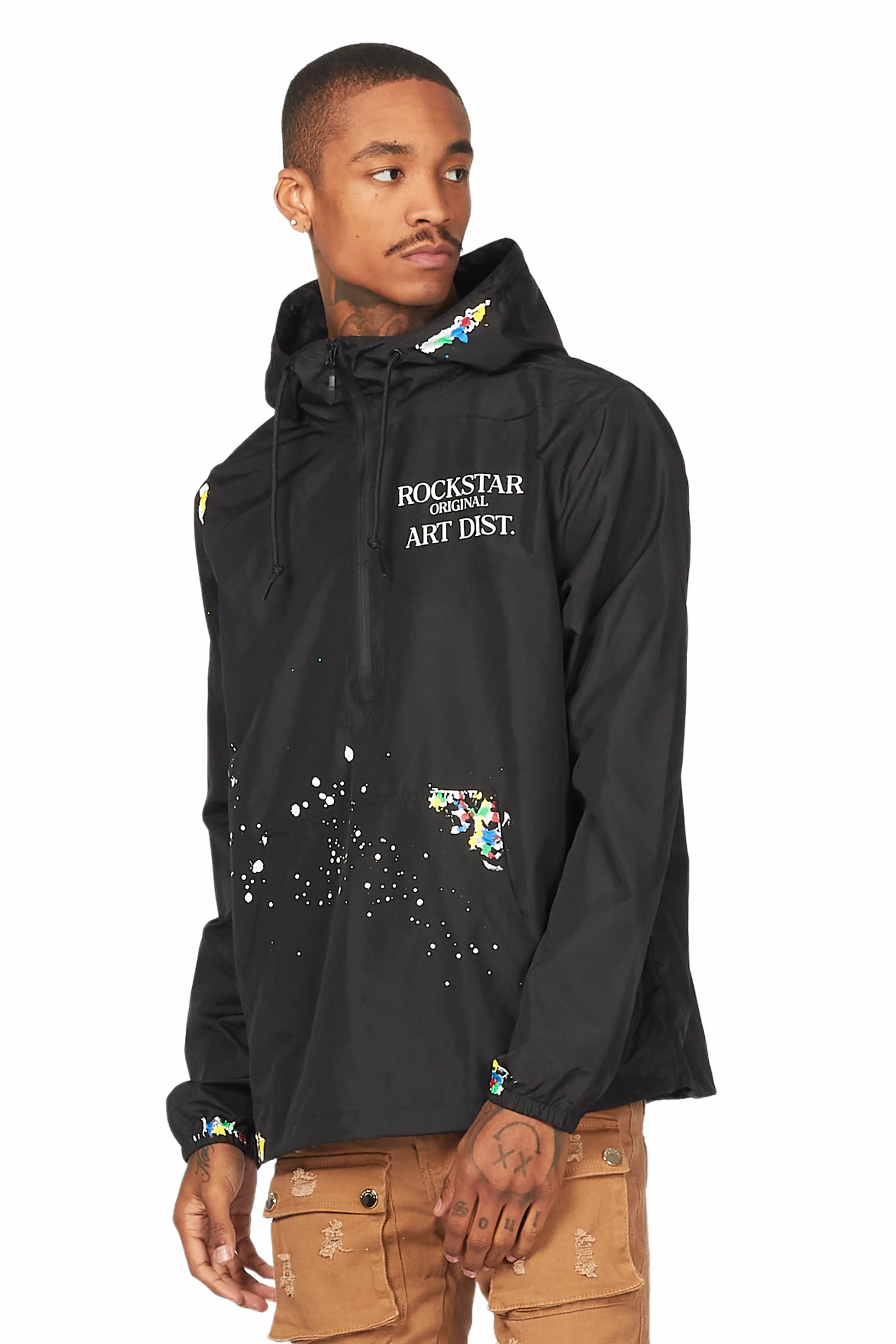 Garix Black Graphic Windbreaker