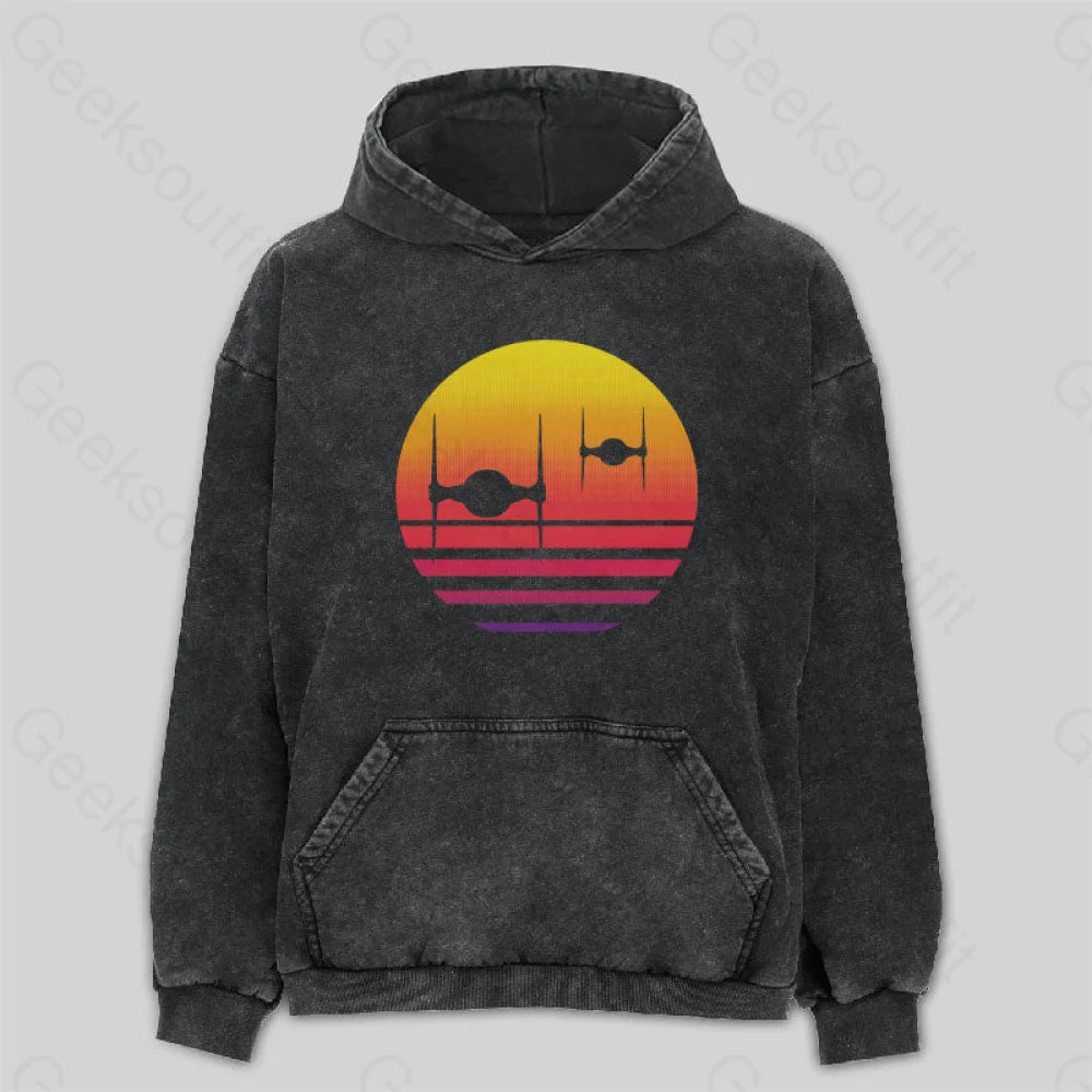 Tie Fighter Sunset Washed Hoodie