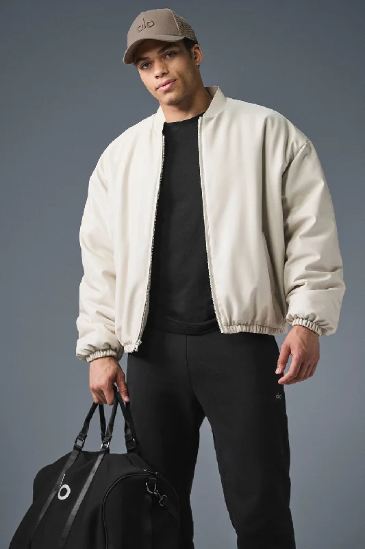 Faux Leather Premier Bomber - Bone