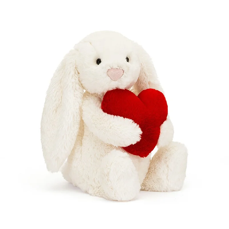 Cuddly and delightful Jellycat naptime buddiesBashful Red Love Heart Bunny - Medium
