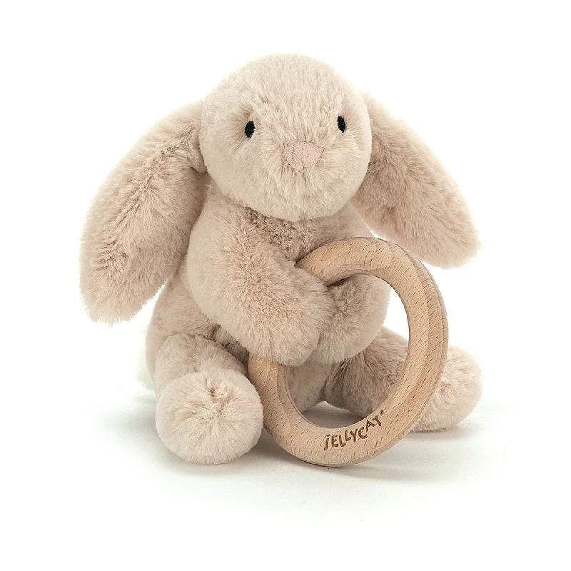 Huggable and charming Jellycat beloved by all ages.Jellycat Shooshu Bunny Wooden Ring Toy