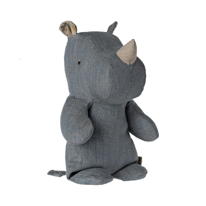 Friendly and approachable plush friendsMaileg Safari Friends, Small Rhino - Blue/Sand