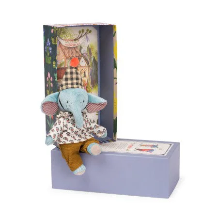 Sweet and innocent stuffed animalsMoulin Roty Les Minouchkas Pablo The Elephant in Illustrated Gift Box