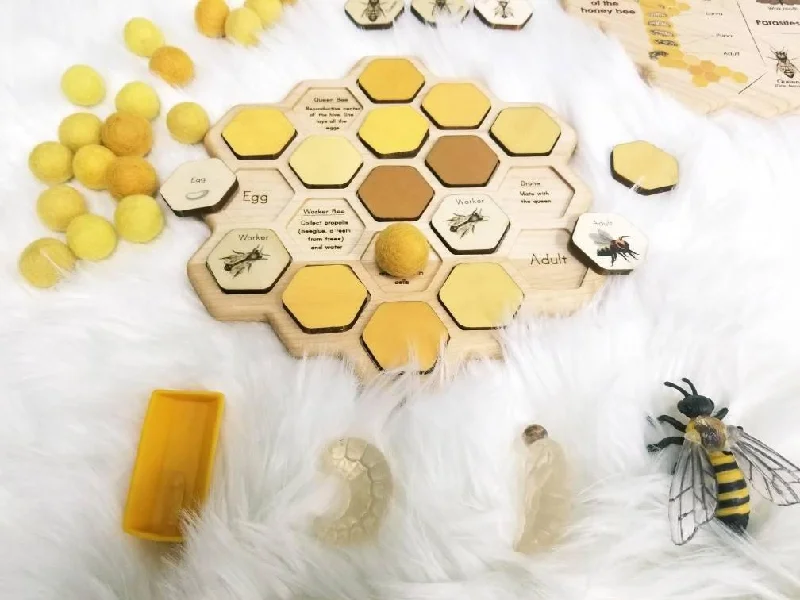 Enchanting bedtime stories Enchanting bedtime stories Mirus Toys Double sided Honey bee puzzle - honeycomb - bee life cycle - types of bees