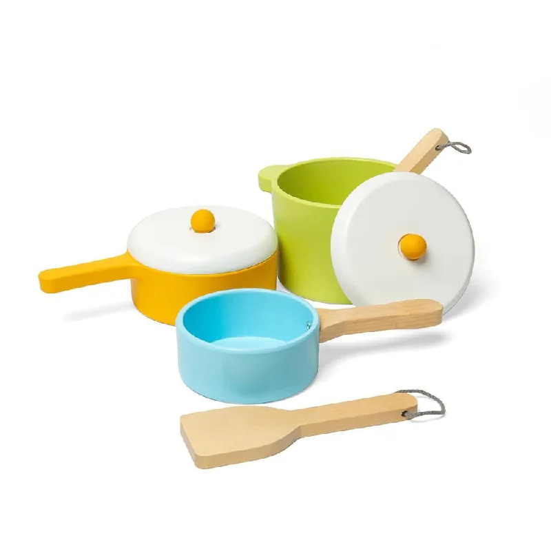 beautiful and detailed wooden toys that inspire creativity                   Bigjigs Toys - Wooden Pots and Pans