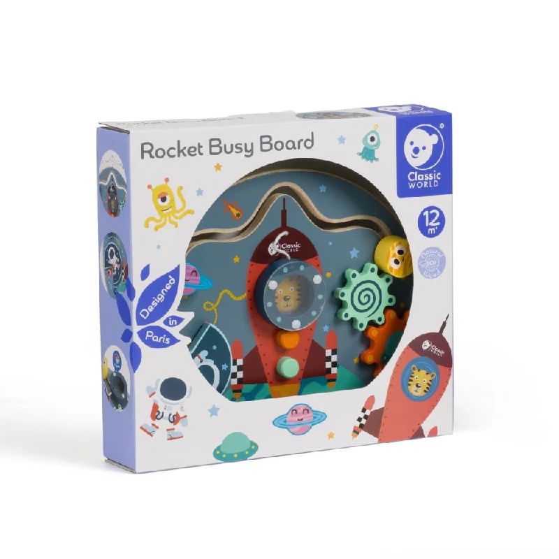 tactile wooden toys                   Classic World - Rocket Busy Board