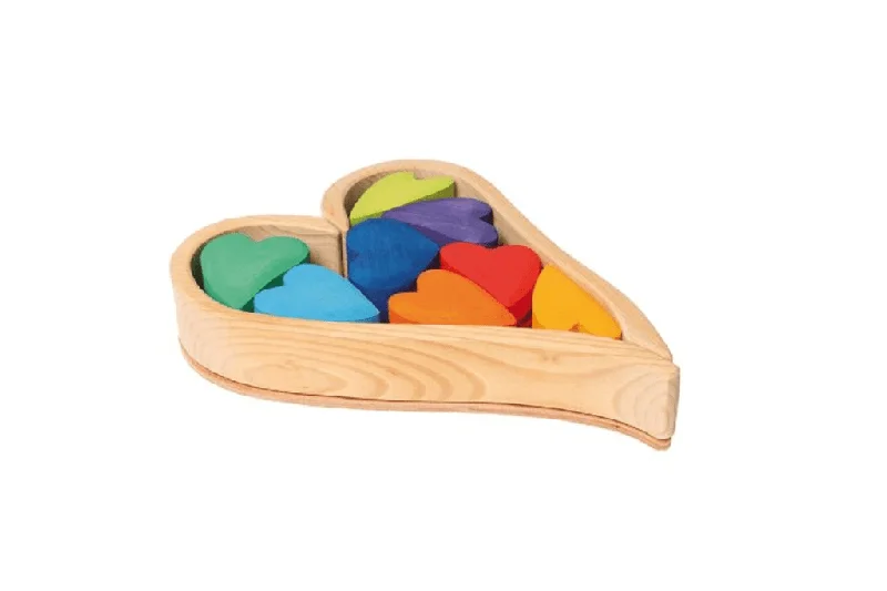 safe wooden toys for babies              Grimm's Building Set Hearts - Rainbow