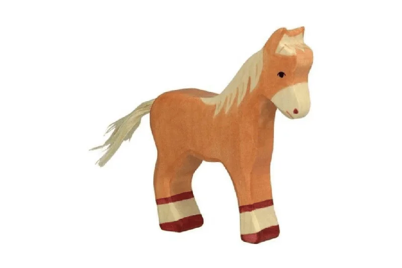 safe and non-toxic wooden toys for babies                   Holztiger Foal (Standing, Brown)
