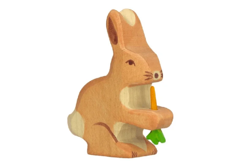 tactile wooden toys                   Holztiger Rabbit (Hare) with Carrot